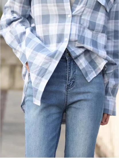 CHIC VEN Women Jeans Solid Slim Retro High Waisted Small Leg Denim Pant Skinny Pant Spring Autumn 2026