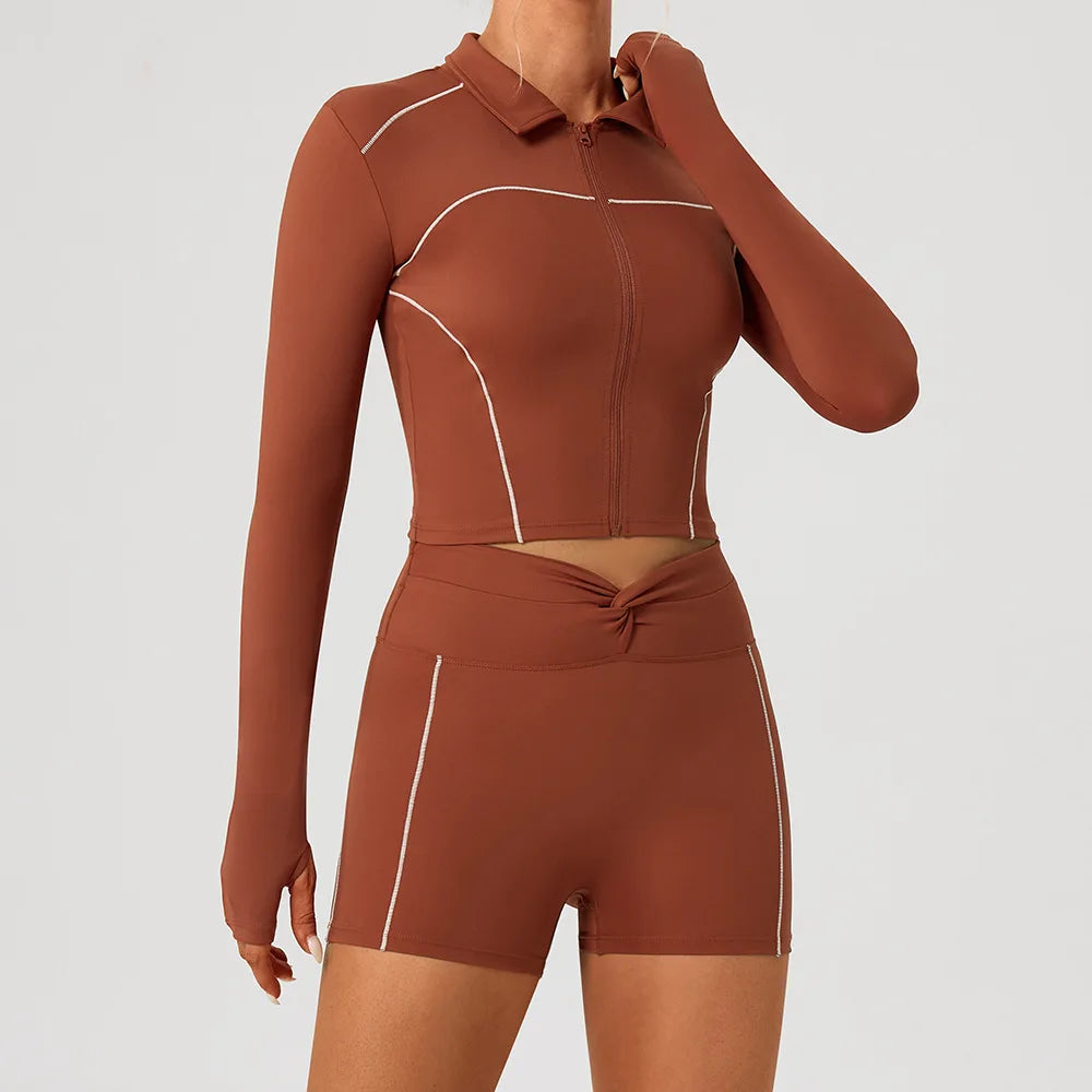 Women's Fitness Yoga Shirts Sports Jackets Gym Yoga Long Sleeve Running Coats Female Workout Clothes For Cycling Activewear