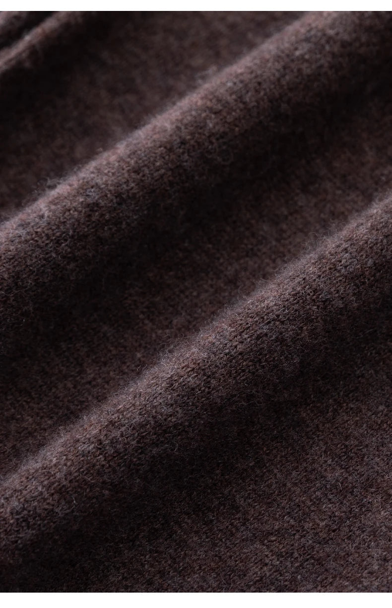 2024 Autumn And Winter New 100% Pure Wool Flat Small Foot Pants Women Loose High Waist Lean Knitted Cashmere Bunched Foot Pants