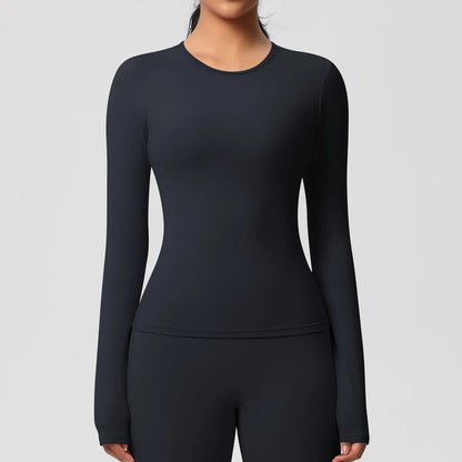 SWELTERING Women Yoga T-shirts Sports Top Long Sleeve Gym Workout Running Shirts Exposed Navel Quick Dry Fitness Gym Sport Wear