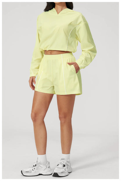New Summer Sun Protection Set Yoga Set Women Two Piece Tracksuit Yoga Long Sleeved Wide-leg Pants Running Set Outdoor Sportswear