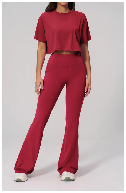 Custom LOGO women's yoga clothes, short sleeves, tight quick-drying trousers, fitness clothes, high-intensity sports suits