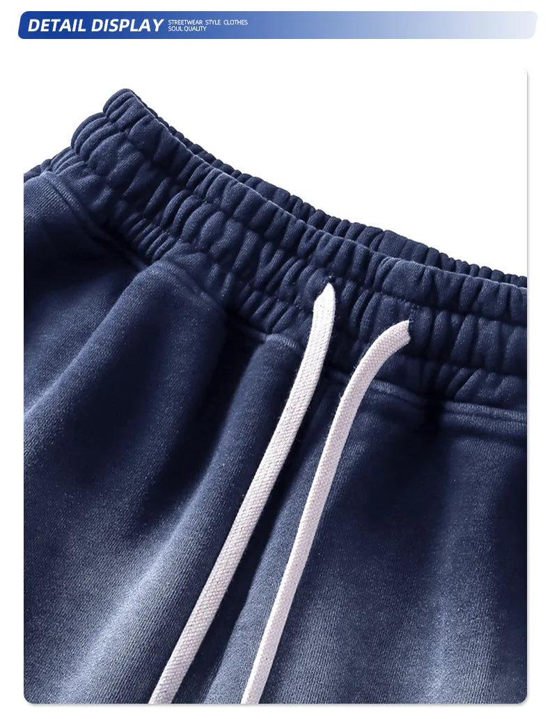 Customized LOGO Men's 2025 New 430G Heavy 100% Cotton Spray Dyeing Old Shorts Street Tide Washing Retro Loose Pants