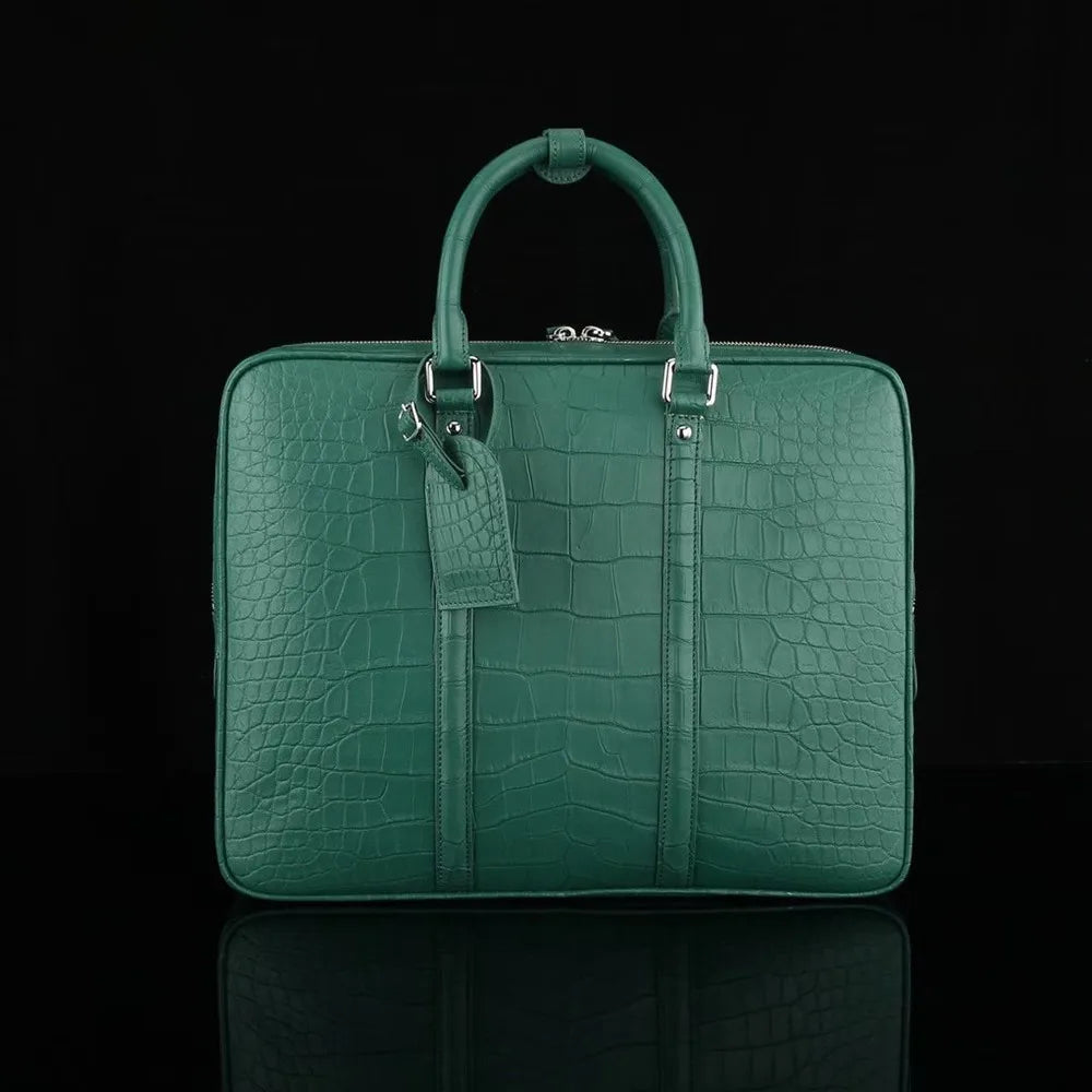Real crocodile belly leather business men's business briefcase authentic crocodile leather men's large laptop handbag