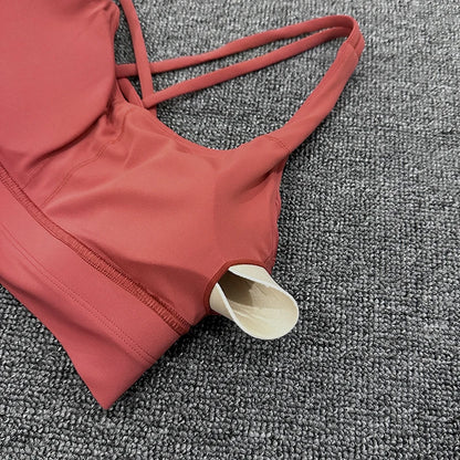 SOISOU Nylon Gym Yoga Set Women's Tracksuit Cycling Shorts Set Tight Elastic Short Chest Pad Removable Bra Womens Clothing