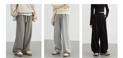 CHIC VEN Women's Pant Streetwear Solid Loose New Drawstring Sports Casual Trousers High Waisted Pants Autumn Winter 2025