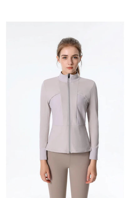 New Autumn SeasonsYoga Wear Women's Running Sportswear Tops Zip Up Sweatshirt Workout Fitness Clothes Cardigan Slim Tight Jacket