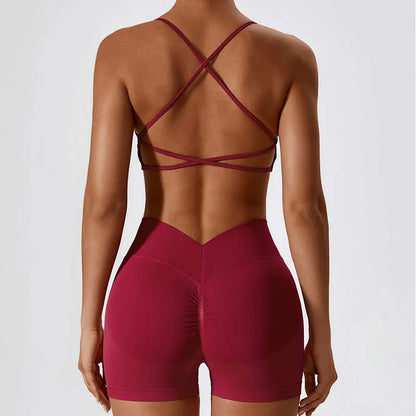 Seamless Yoga Set Gym Suits With Shorts Crop Top Sexy Bra Women's Pants 2 Pieces Set Running Workout Outfit Fitness Clothing