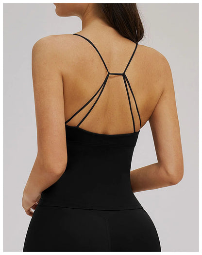 Women Sexy V Neck Yoga Bra Cross Back Strap Sports Underwear Shockproof Gym Workout Vest Female Solid Sports Fitness Underwear