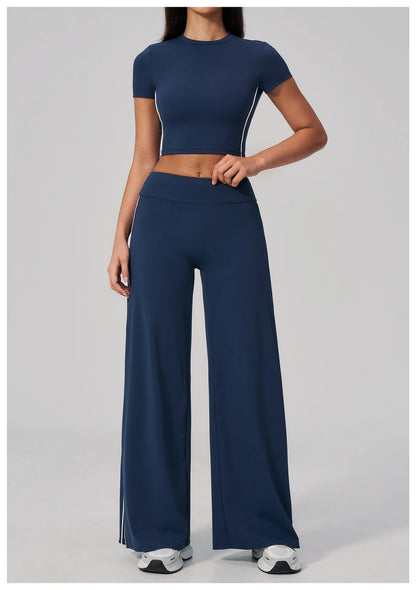 Yoga Pants Women High Waist Wide Leg Trousers Tummy Control Straight Workout Sports Pants Female Casual Fitness Bell-bottoms