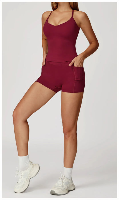 Women Sportswear Yoga Set 2PCS Sport Suit Gym Workout Clothes Women's Tracksuits Fitness Gym Vest High Waist Sports Leggings