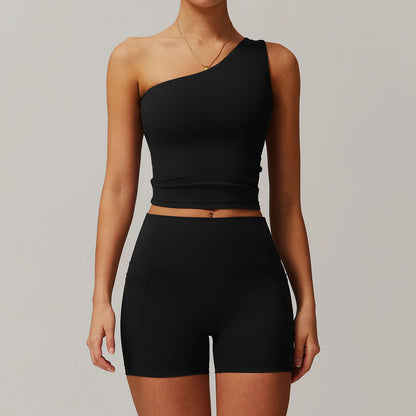 Custom LOGO women's quick-drying waist shaping yoga casual outer wear running cycling fitness sports two-piece set
