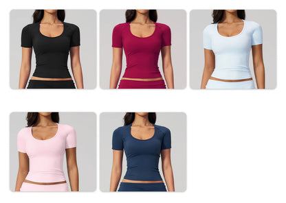 Sexy Women Yoga Shirts Fitness Sports T-Shirts Gym Workout Short Sleeve Top Running Active Wear Femme Sports Top Workout Shirts