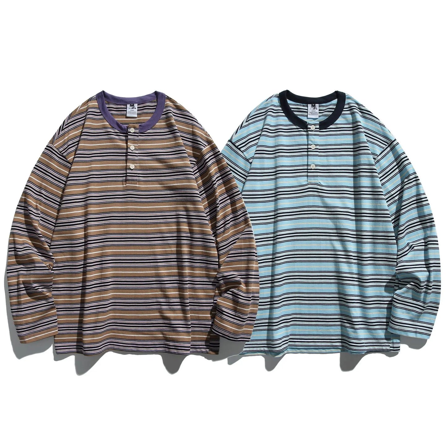 2026 New Japanese Retro Hoodie Trendy City Boys Loose Striped Long Sleeve T-shirt Men's and Women's Casual Sweater
