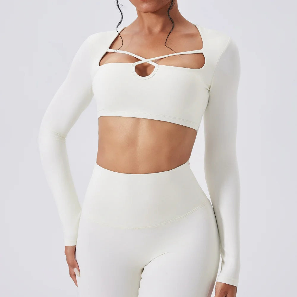 Women's Yoga Long Sleeved Sports T-Shirt Running Workout Gym Fitness Top Yoga Shirt Female Sports Long Sleeved Sportswear