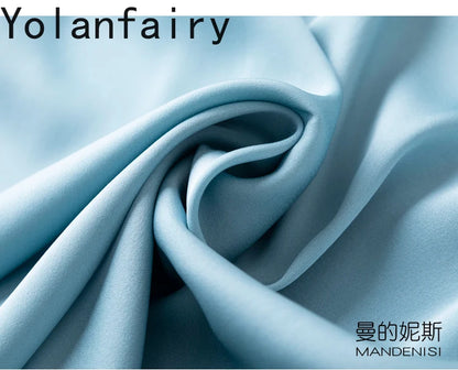 YOLANFAIRY 19momme 93% Mulberry Silk Spaghetti Strap Dress for Women Elegant Mid-length Sexy Real Silk Summer Dresses Woman 원피스