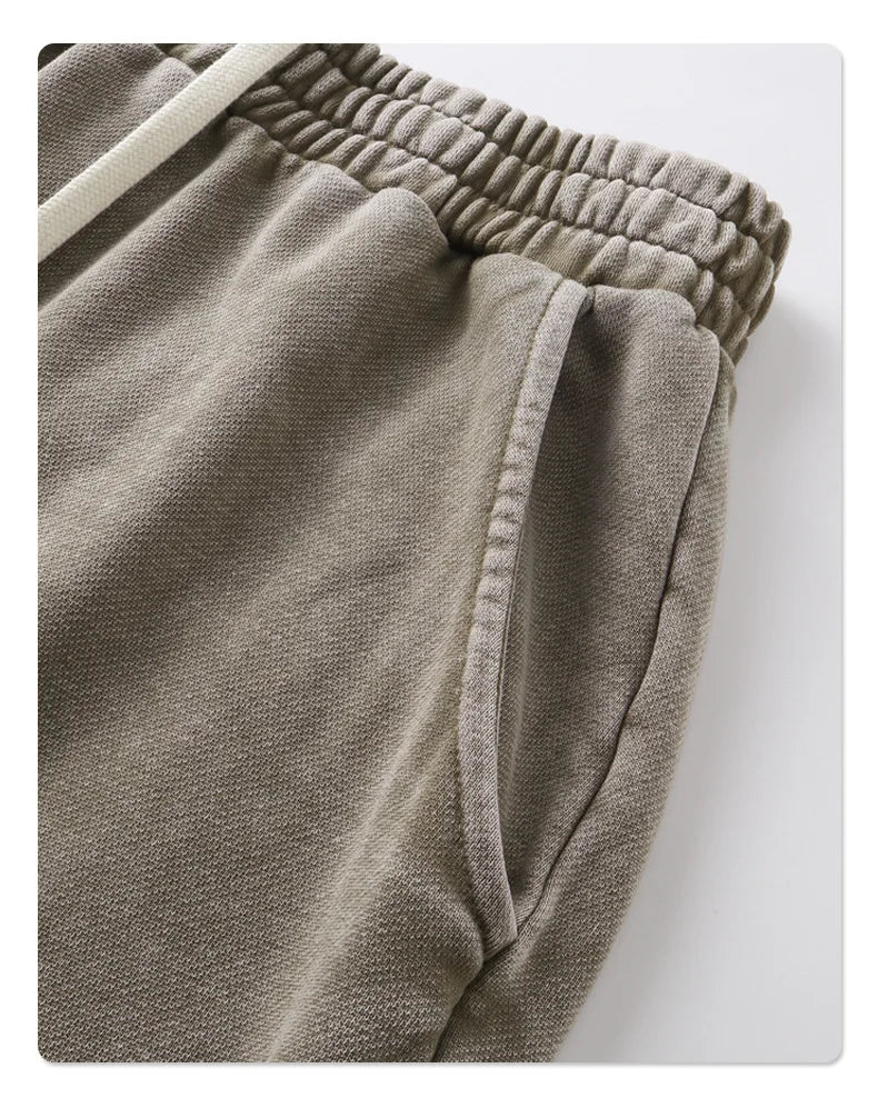 Custom LOGO Men's New 380G Heavy 100% Cotton 2025 Loose Retro Wide Leg Scattered Sports Casual Pants