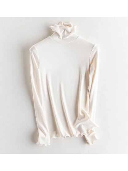 SuyaDream, Women Bottoming T Shirt, Silk Viscose Blend, Long Sleeves, Solid Basic Thermal  Shirt, 2024 Autumn Winter Top