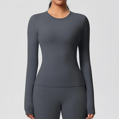 SWELTERING Women Yoga T-shirts Sports Top Long Sleeve Gym Workout Running Shirts Exposed Navel Quick Dry Fitness Gym Sport Wear