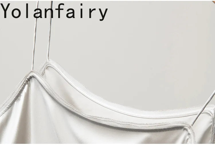 YOLANFAIRY 93% Real Mulberry Silk Camis Woman Clothing 2026 High Quality Silk Satin Tops Women's Tanks Top Sleeveless Basicwear