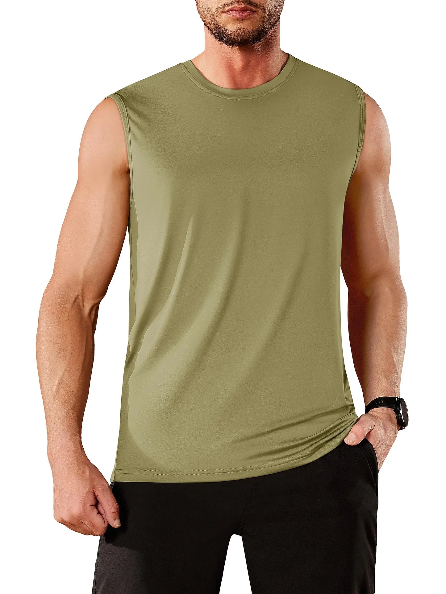 TACVASEN UPF 50+ TANK TOPS Quick Dry Sleeveless T-shirts Mens Summer Gym Fitness Running Tee Shirts Trainning tshirts Swimming