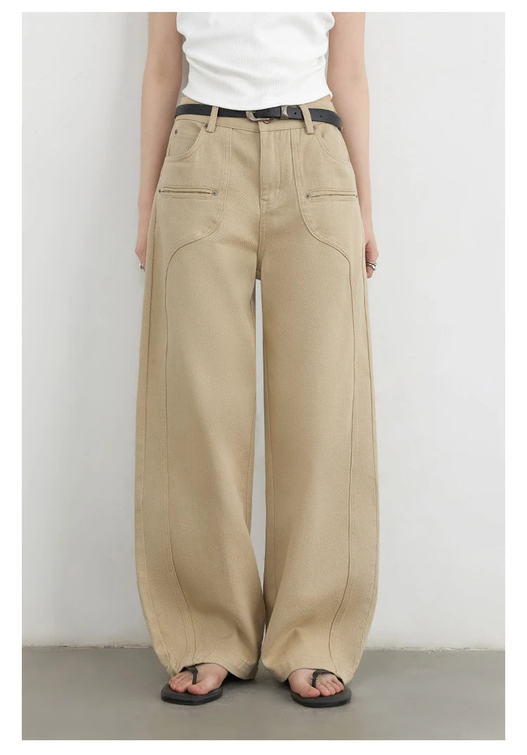 CHIC VEN Women Jeans Solid Loose Casual New Split Wide Leg Denim Pant Workwear Female Trousers Spring Autumn 2025