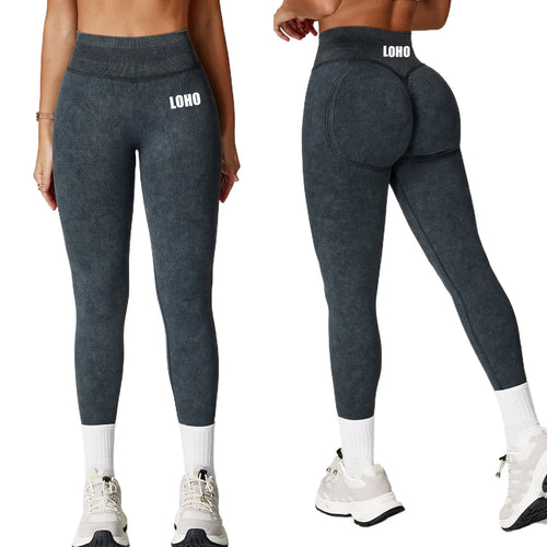 Custom LOGO Women's Seamless Sandblasting Yoga Pants High Waist Hip Lift Tight Running Sports Fitness Yoga Pants