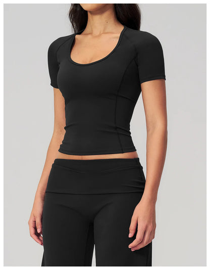 Sexy Women Yoga Shirts Fitness Sports T-Shirts Gym Workout Short Sleeve Top Running Active Wear Femme Sports Top Workout Shirts