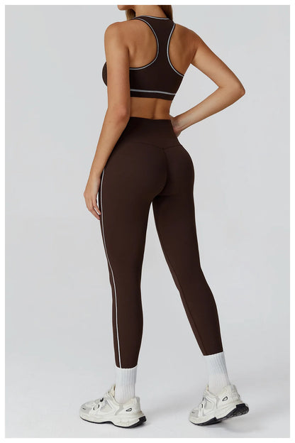 3PCS Yoga Set Women Workout Set 2 Pieces Sportswear Yoga Suit Gym Clothing Fitness Zipper Long Sleeve Sports High Waist Leggings
