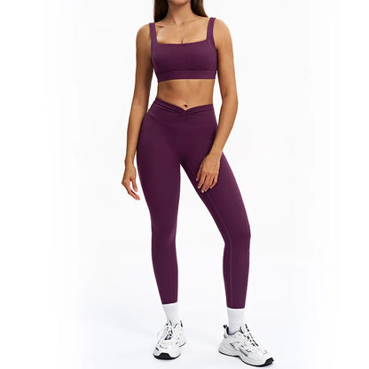 SWELTERING 2PCS Yoga Set Fitness Gym Tracksuit Sportswear Women Workout Outfits High Waist Leggings Sports Bra Athletic Wear