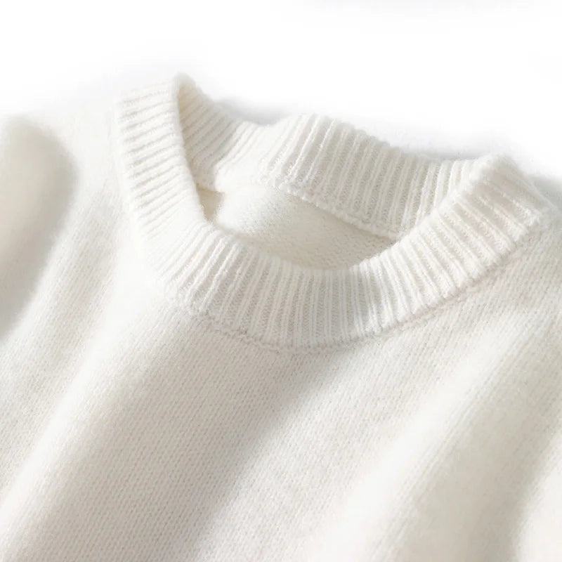 DjzDsm Autumn And Winter Men's Round-neck Sweaters 100% Merino Wool Pullovers Casual Knitted Shirts Soft And Warm Men's Tops
