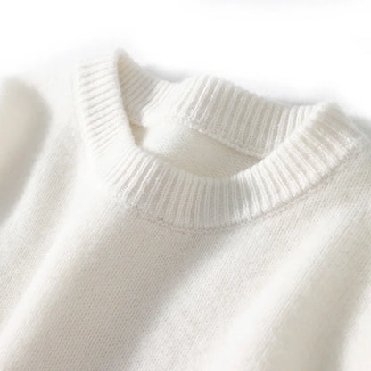 DjzDsm Autumn And Winter Men's Round-neck Sweaters 100% Merino Wool Pullovers Casual Knitted Shirts Soft And Warm Men's Tops