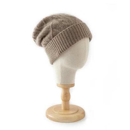 DjzDsm 100%Pure Wool Women's Hat For Winter Warm Soft Luxury Cashmere Twists Slouchy Street y2k Women's Hat