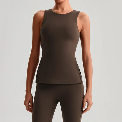 Solid Color Women Fitness Tight Short Yoga T -Shirt Tank Cropped Breathable Sports Running Vest Gym Clothing With Padded Cups