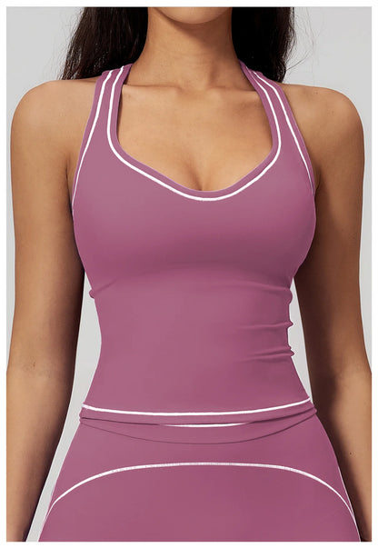 Sports Gym Fitness Vest with Chest Pad Women Color Contrast Shockproof Yoga Bras Female Workout Sports Underwear Yoga Clothes