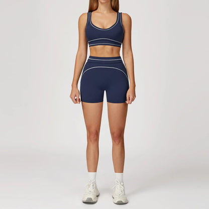 Hearuisavy Summer Yoga Set 2Pcs Women High Support Push Up Sports Top Butt-Lifting Fitness Pants Outdoor Cycling Sports Bra Suit