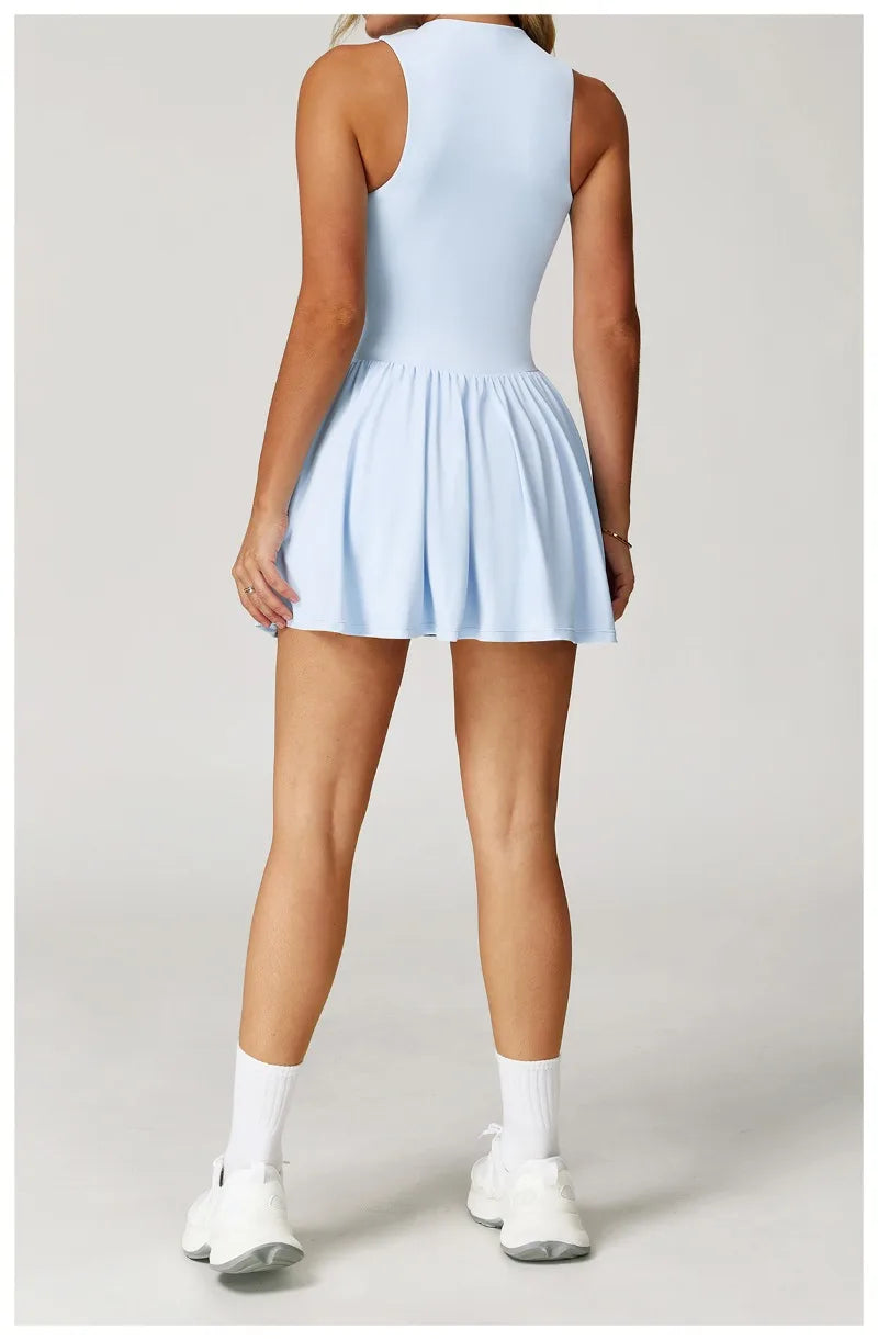 Tennis Skirt Sports Fitness Stand-up Collar Anti-light Golf Badminton Casual Fitness Workout Clothing Gym Yoga Suit for Women