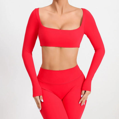 Women Yoga Shirts Crop Top Sexy Long Sleeves Shirts for Women Yoga Sports Fitness Sport Gym Clothes Running Push Up Workout Tops