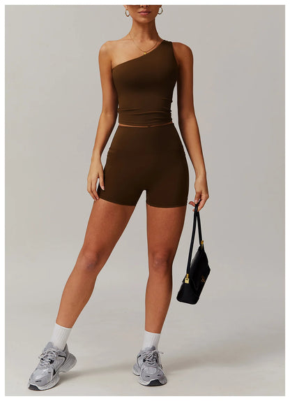 Custom LOGO women's quick-drying waist shaping yoga casual outer wear running cycling fitness sports two-piece set