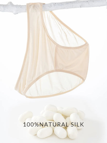 SuyaDream 3pcs/lot Women Panties 100%Natural silk Low-rise Briefs Healthy Basic Everyday Wear Underwears, Summer New Intimates