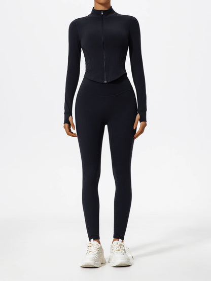 Hearuisavy Summer Ultra-Soft Fabrics 2Pcs Long Sleeve Gym Set Women Quick-Dry Yoga Clothes Workout Leggings Suit Sports Jackets