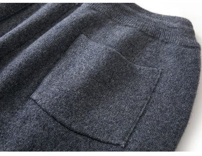 Men's Wool Pants Elastic Waist 2025 Autumn Winter Thick Casual Cashmere Trousers 100% Merino Wool Knitted Mid Seam Sport Pants