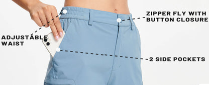 TACVASEN Summer Quick Dry Hiking Capri Shorts Womens Athletic Cargo Shorts 3/4 Below Knee Length Outdoor Riding Nylon Shorts