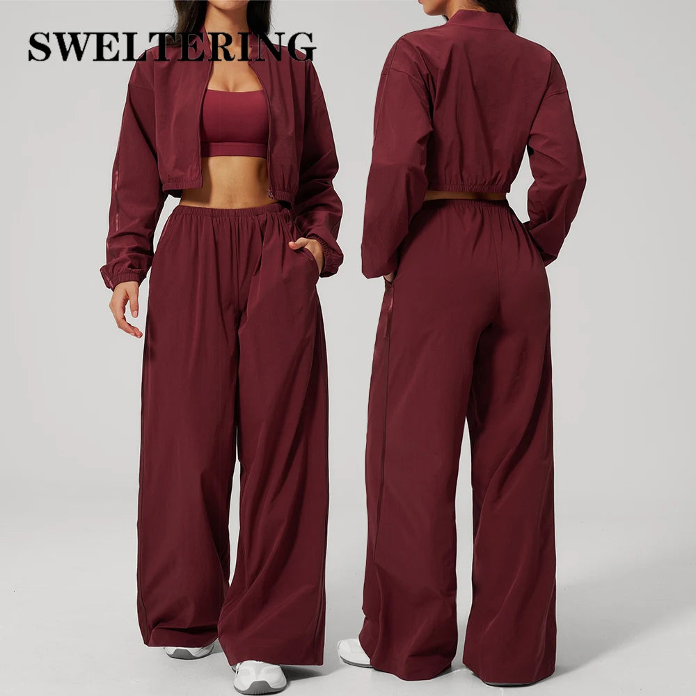 Summer Sun Protection Sports Suit 2PCS Women Breathable Quick-drying Gym Clothes Yoga Outfits Female Workout Clothes Sportswear