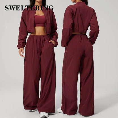 Summer Sun Protection Sports Suit 2PCS Women Breathable Quick-drying Gym Clothes Yoga Outfits Female Workout Clothes Sportswear
