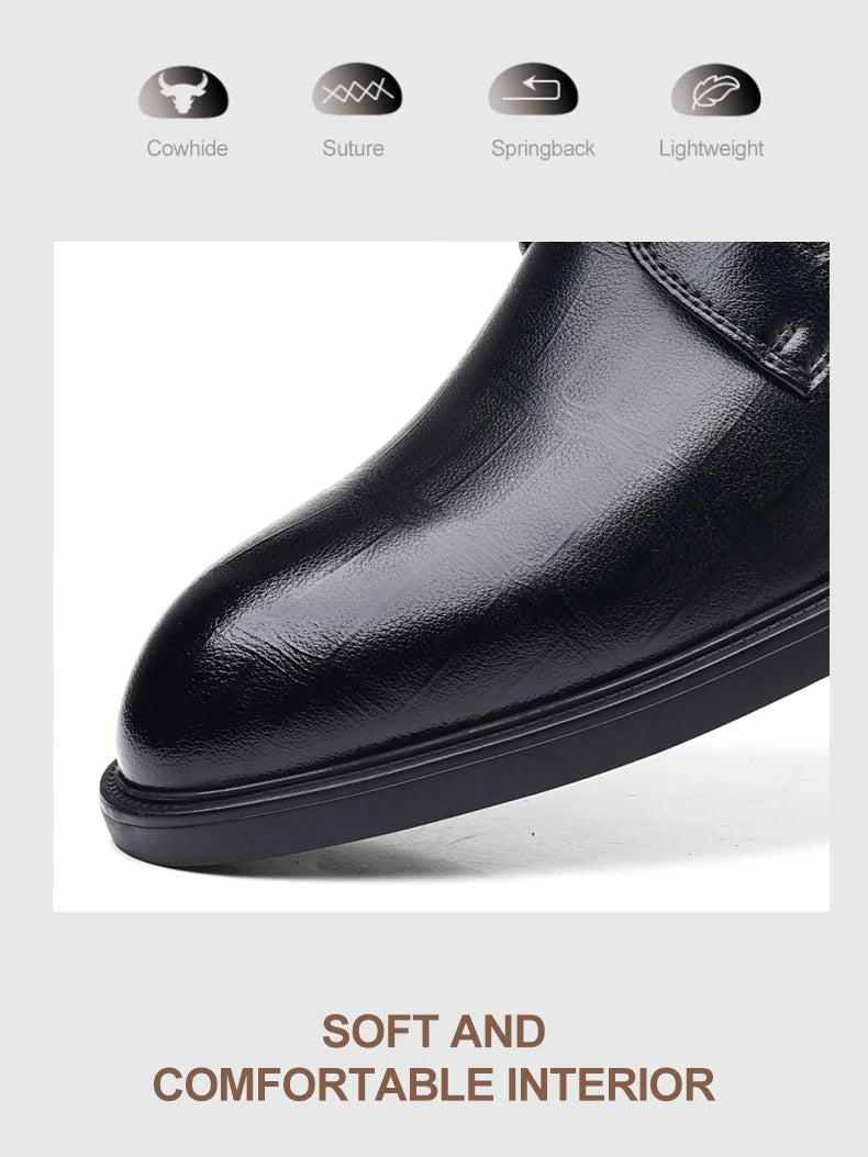 3/6/8 CM Elevator Shoes Men Dress Shoes Black Soft Leather Men Heighten Formal Shoes Casual Business Men Oxfords Suit Shoes