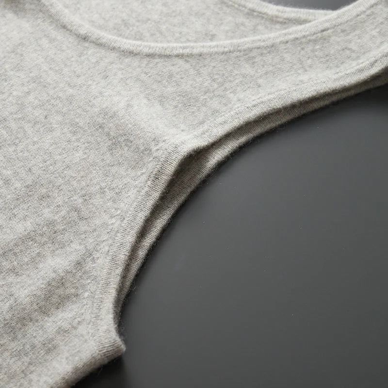 DjzDsm 2025 New H-Shaped Vest Men's Clothing 100% Pure Cashmere Pullover Solid Color Daily Interior Wear Suspender Knit Sweater