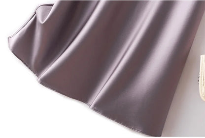 SuyaDream Silk Skirt for Woman 93%Silk 7%Spandex Solid A-line 2025 Spring Summer Chic Mid Skirts