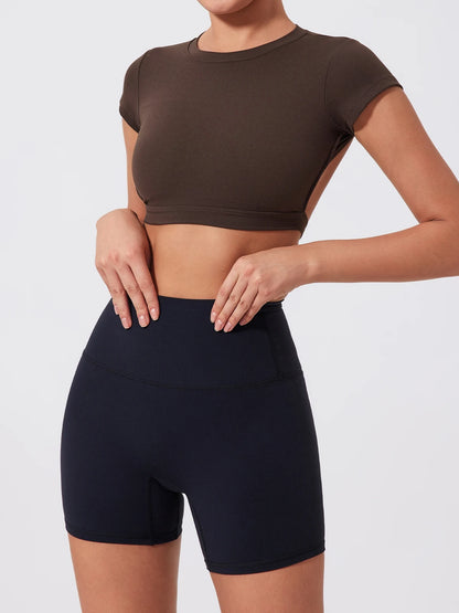 Summer Sports Short TOP Women Fitness shirts Yoga Wear Female Gym Training Suit Crop Top Women beautiful Back Tops T-Shirt