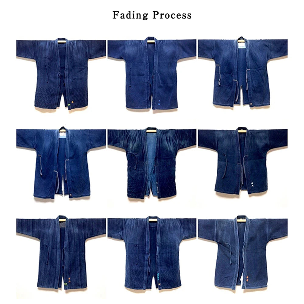Vintage Indigo Print Shirt Men Summer New Blue Dyed Cuban Lapel Short Sleeve Single Breasted Shirt Cotton Casual Cardigan Tops